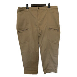 Susan Graver 22WP Neutral Desert Festival Khaki Cargo Denim Jeans Y2K Streetwear